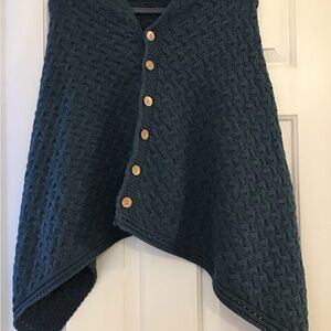 Cozy Knit Poncho with Wooden Buttons from Ireland
